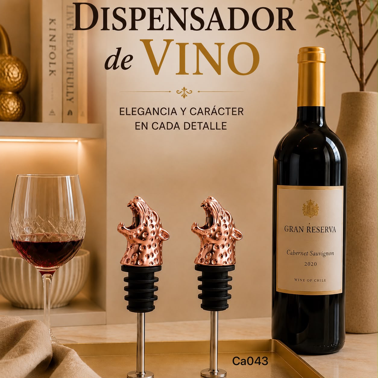Dispensador de botellas metalico jaguar oro rosa 10cm* 3.5cm